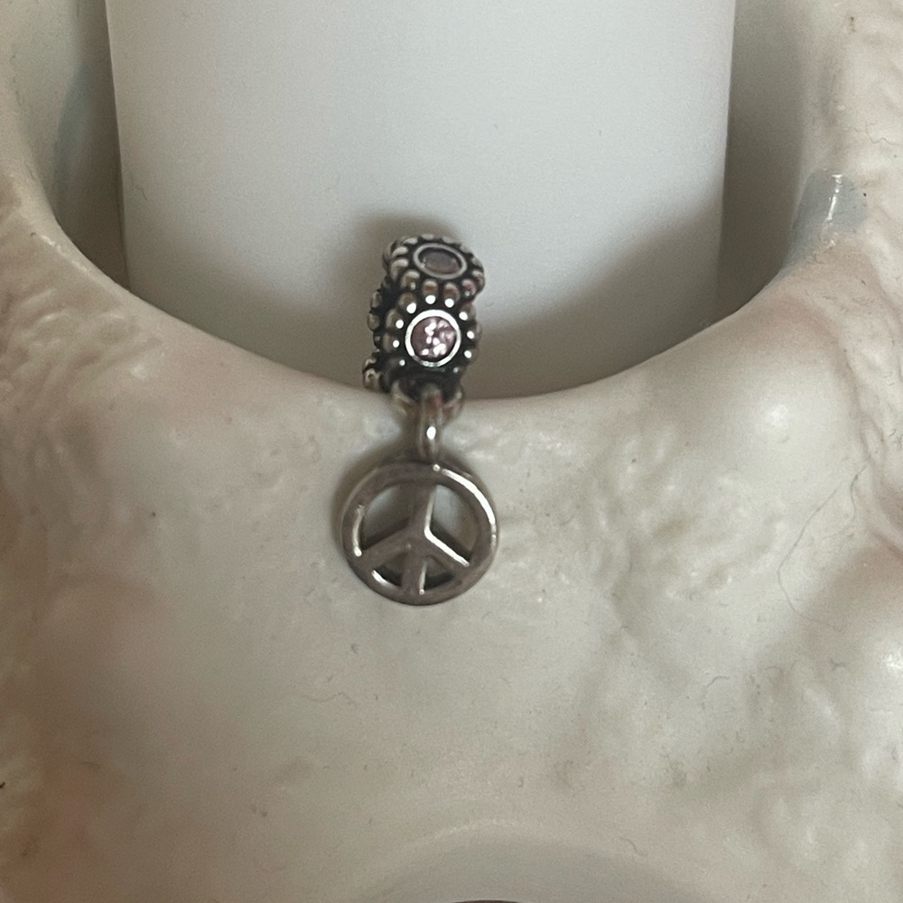 Silver Pandora Peace Sign Charm